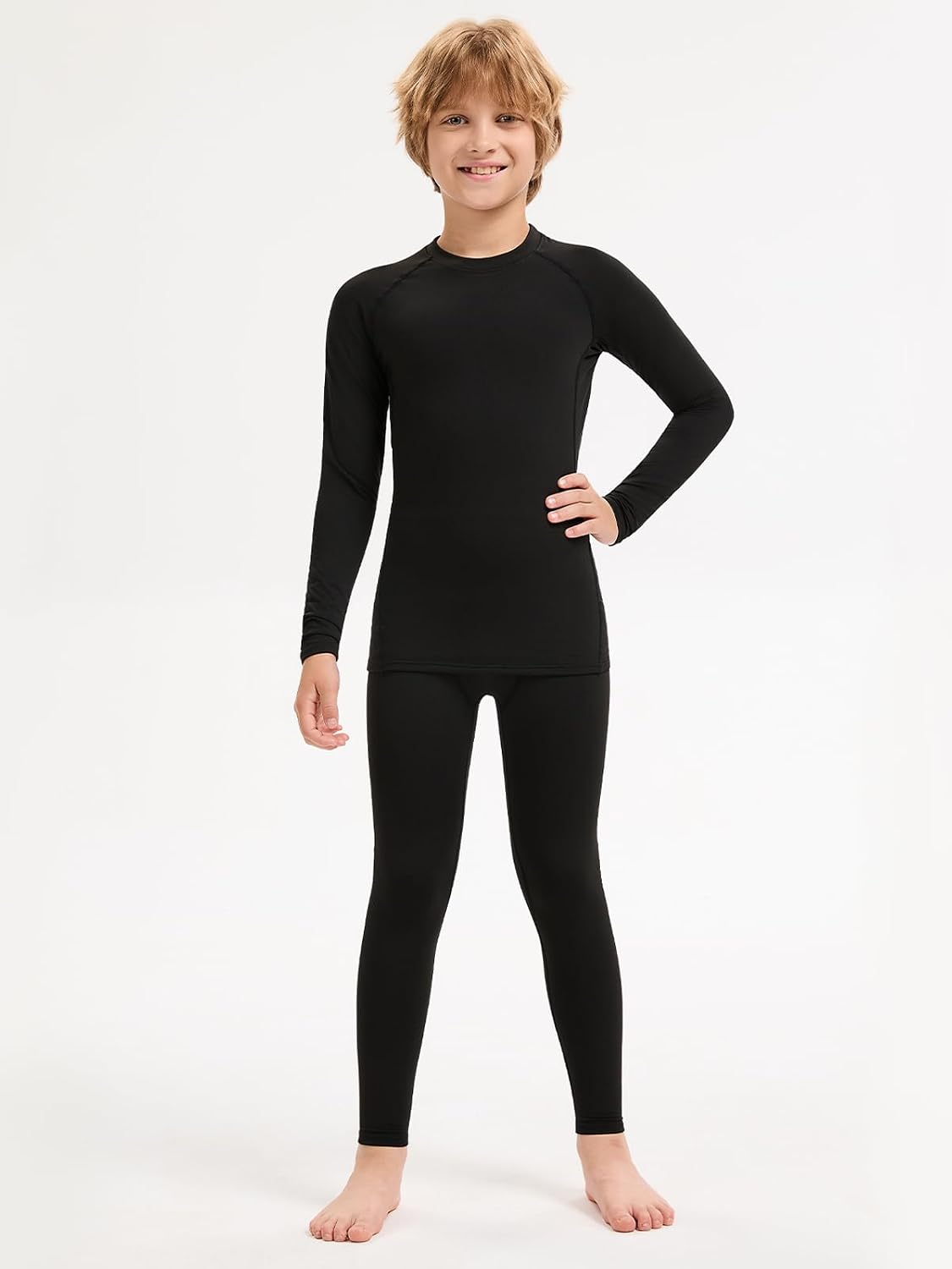 5-6 Packs Boys Compression Leggings, Youth Compression Pants Tights, Boys Leggings Base Layer for Sports