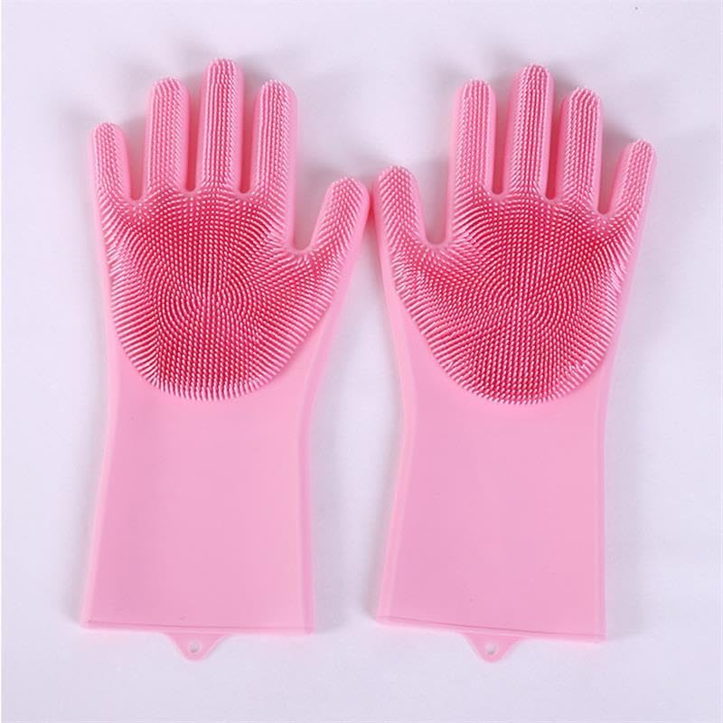 Image of EUFLORIA Magic Silicone Dish Washing Gloves for Kitchen, Dishwashing, Pet Grooming, Car and Bathroom Cleaning (Multicolour (PACK OF 1))