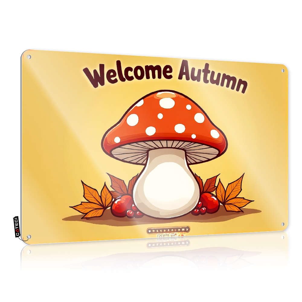 IBWNBBUSN Metal Tin Sign Retro Welcome To Autumn Season. Tin Sign Warning Signs For Bedroom Tin Signs(20X30CM)