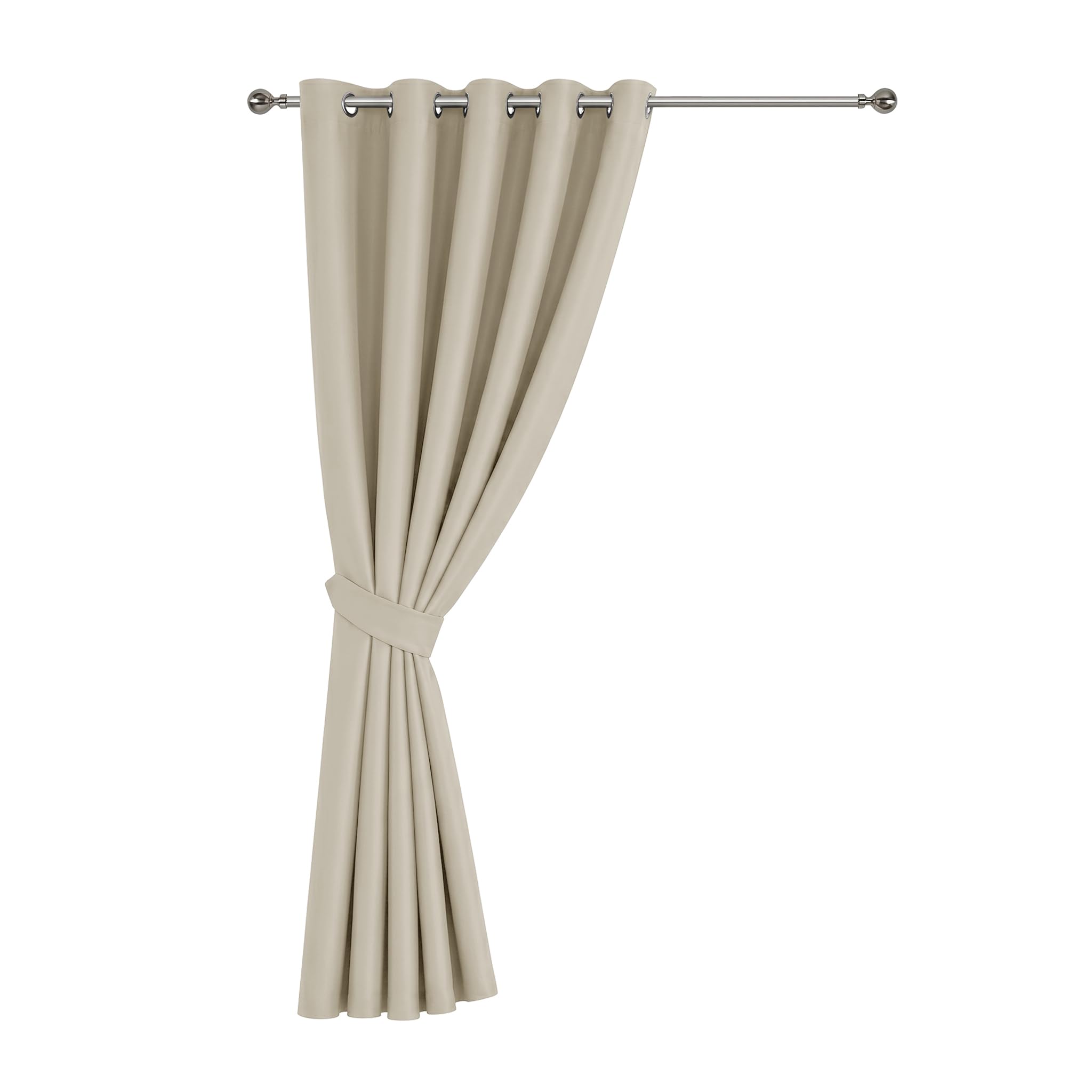 Oxford Homeware Eyelet Blackout Curtains for Living Room 66x84 Inch Cream Curtain for Bedroom Privacy Protection Door Curtain Single Panel with Matching Tieback