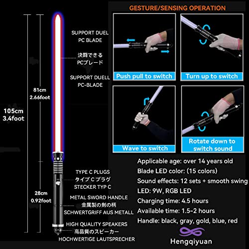 Hengqiyuan Sabre De Luz de Star Wars, Sabre De Luz de Duelo RGB FX com Efeito Sonoro de Balanço Suav