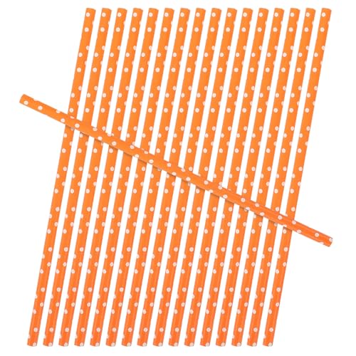 100 pitillos desechables de papel naranja con puntos miniatura 1