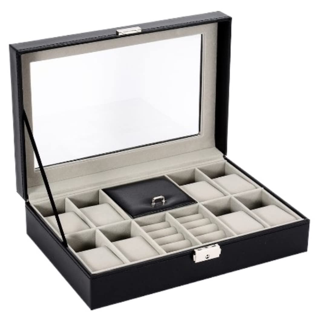ANVLOJRIH KYUSAR Watch Box Watch Organizer Watch Storage Box Watch Box 8 Grids Quartz Watch Jewelry Display Case Men Women Bracelet Tray Watch Case Watch Holder