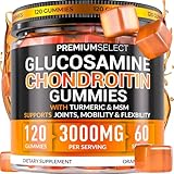 Glucosamine Chondroitin Gummies for Joint Support – 120 Glucosamine Gummies Extra Strength 3000mg with MSM, Turmeric, Calcium, Vitamin D3 – Sugar Free Vegan Adults Supplement – Flexibility & Mobility