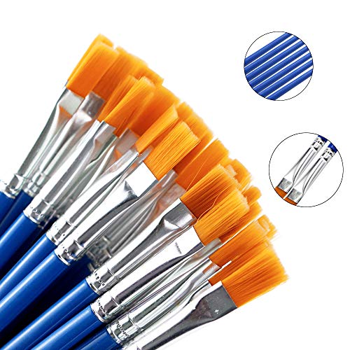 Hslife 120 Pcs Blue Handle Paint Brushes, Paint Brushes Kits Set, Nylon Flat Paint Brushes, Oil Watercolor Artist Painting Brushes #TOP2