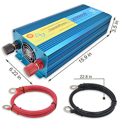 Cantonape Pure Sine Wave Power Inverter 3000W/6000W(Surge) Converter DC 12V to 110V AC with LCD Display, Remote Controller, 4 Sockets, 4 Cooling Fan