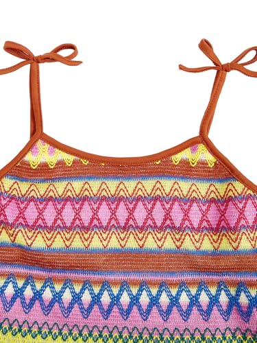 Image of Verdusa Girl's Summer Geo Graphic Bow Knot Shoulder Sleeveless Crop Cami Top
