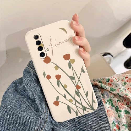 Compatible con Realme X50 5G/Realme X3 SuperZoom Funda Suave de Silicona con Diseño Elegante de Tulipanes