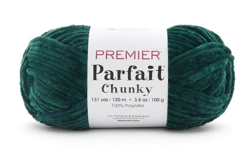 Image of Premier Yarns Parfait Chunky Chenille 3.5 Oz 6 Super Bulky Weight 3 Pack Bundle with Bella's Stitch Place Holders (Ivy)