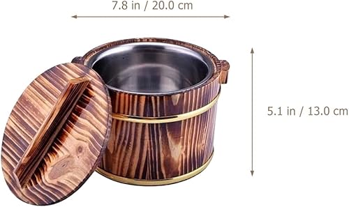 Miniatura 6 de DOITOOL Cubo de arroz de madera para cocinar arroz, cubo de vapor para sushi, cuenco de arroz japonés Hangiri Sushi Oke Rice Mixing Tub con tapa de
