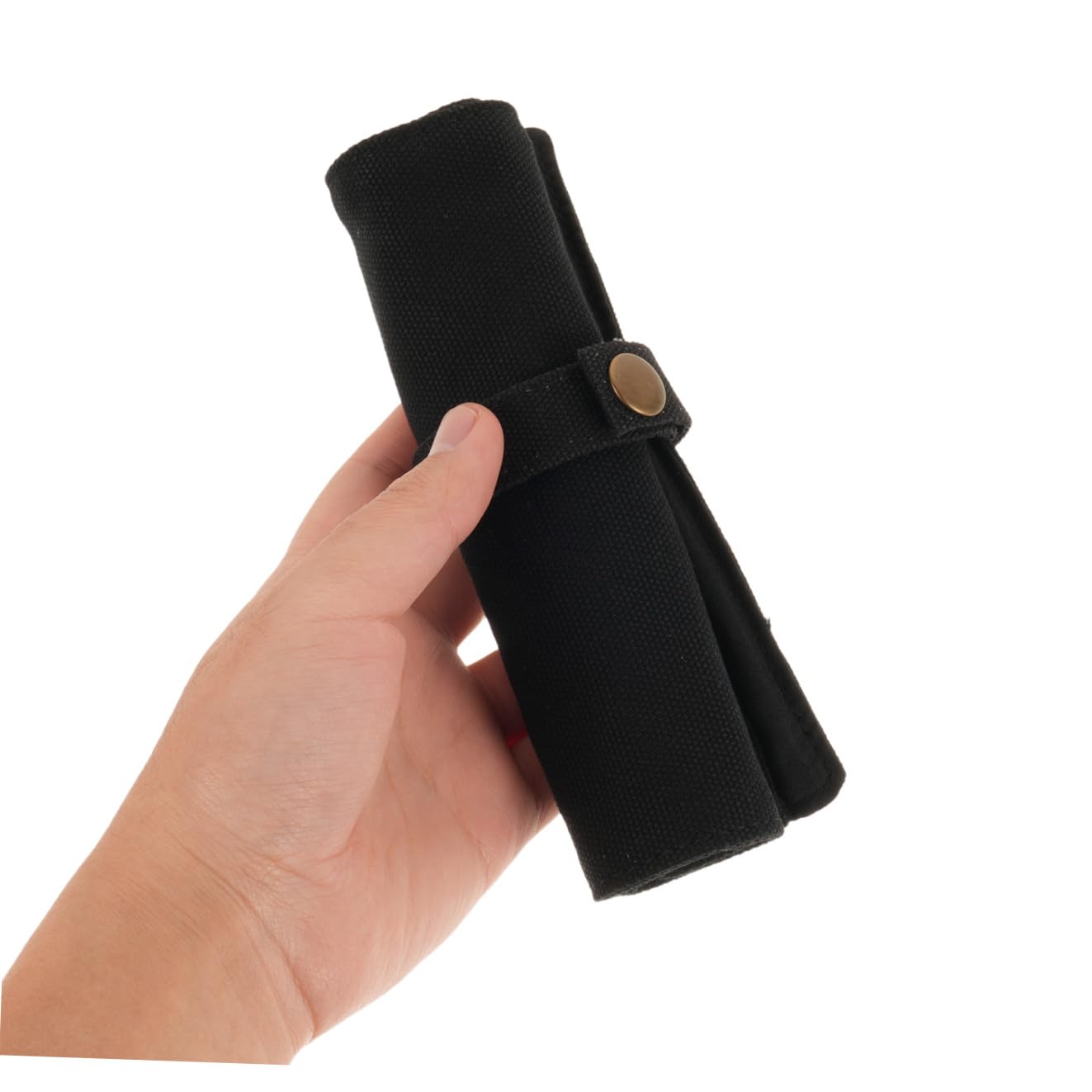 DOITOOL Portamatite a rotolo da 2 pezzi - Astuccio in tela con 5 scomparti e bottone automatico - Portapenne pieghevole nero per scuola, ufficio, penna ad acquerello, diario, cancelleria