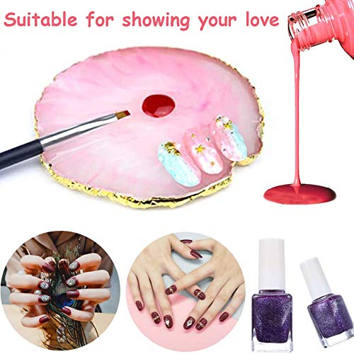 Harz Nail Art Palette, FANDE 2 Stück Gel Polish Halter, Farbmischung Pigment Platte, Palette mit Goldrand für Nagel DIY… – Bild 3