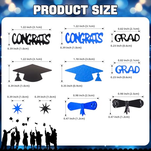 Image of Blue and Black Graduation Confetti 2026, 1000 Pcs Class of 2026 Table Centerpiece Grad Confetti for 2026 Graduation Party Decorations Supplies