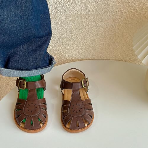 WUIWUIYU Toddler Boys Gilrs Closed-Toe Fisherman Sandals Summer T-Strap Dress Shoes Water Beach Outdoor Shoes3