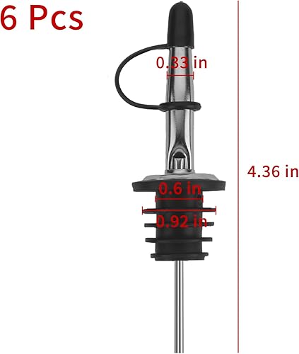 Miniatura 2 de Paquete de 6 vertedores de velocidad con cónica, vertedores de licor con tapa de goma, acero inoxidable, higiénico, apto para lavavajillas, se