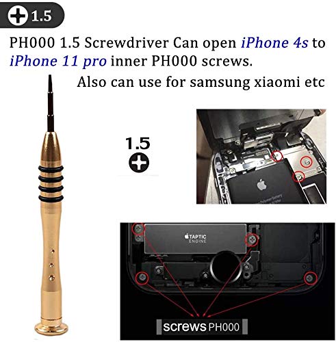 Screwdriver Set Kit for Apple iPhone 8 8 Plus 7 7 Plus 6S 6 Plus SE 5S 5 5C 4S Screwdirver Set 1.5mm Phillips,0.8mm Star Pentalobe Screwdriver,Y 0.6mm Tri-Point Triwing iPhone X 7 8 Repair Tool Kit