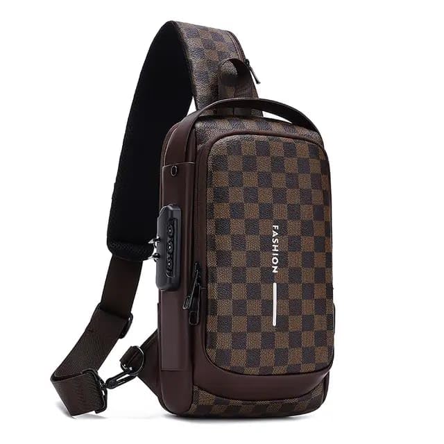 K.B.SALES Traveling Side Bag Sling Chest Outdoor Shoulder Bags With Password Lock Zipper Water-Resistant Cross Body Backpack Anti-Theft USB Charging Pot Print Design Cross Body Bag