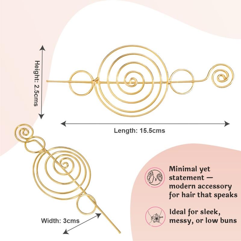 Image of Hair Drama Co. Coil Style Bun Holder with Stick | Womens Bun Holder Hair Slide Stick Hair Accessories | Traditional Hair Bun Accessories for Women