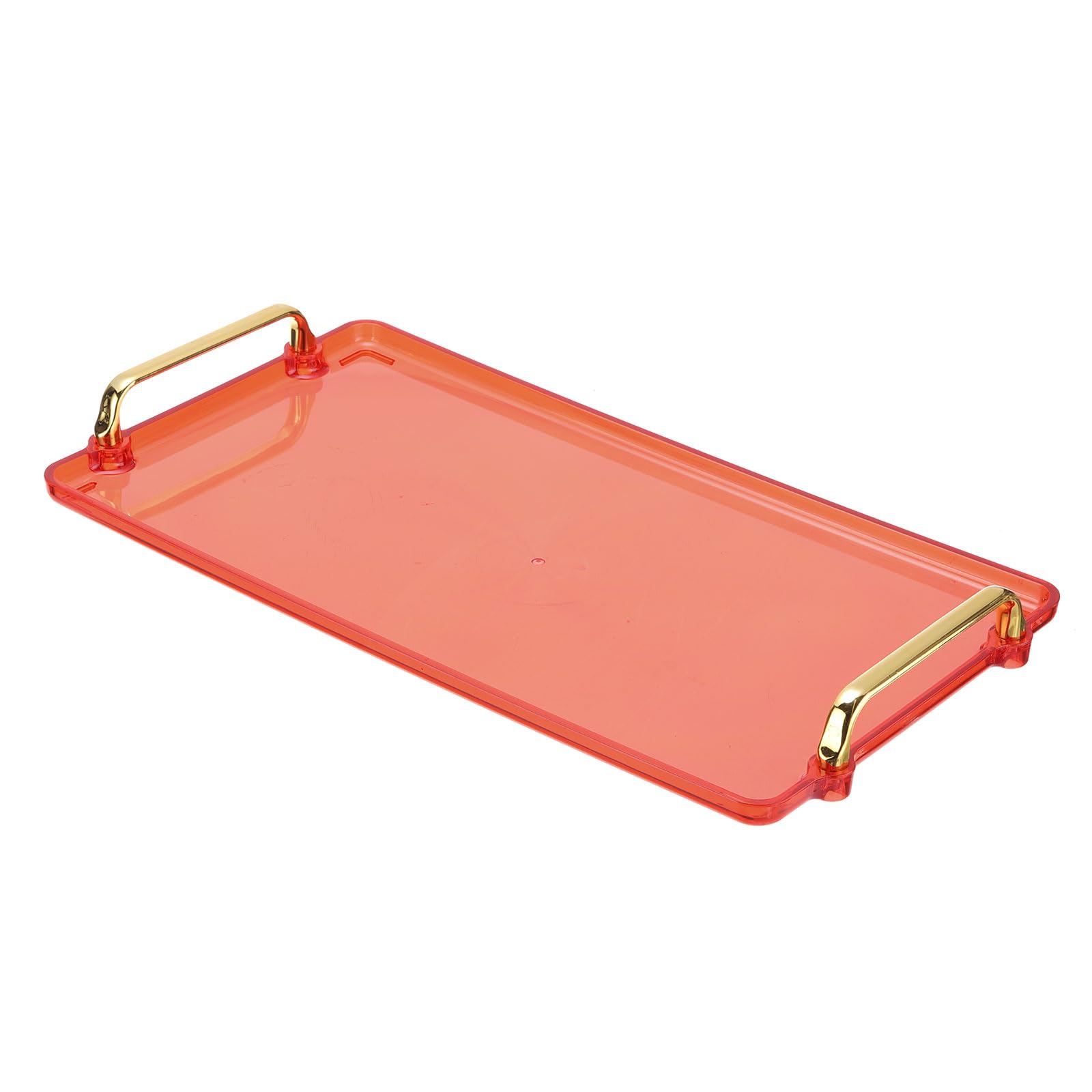 PATIKIL 16.1 x 8.7 Inches Plastic Serving Tray with Golden Handles