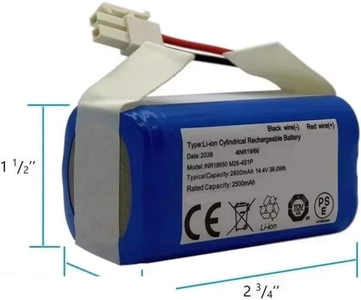 14.4V 2600mAh Lithium Battery, Compatible For Ilife, A4 A4s V7 A6 V7s Plus Robot Vacuum Cleaner,M26-4S1P Lithium Battery(3500mAh)
