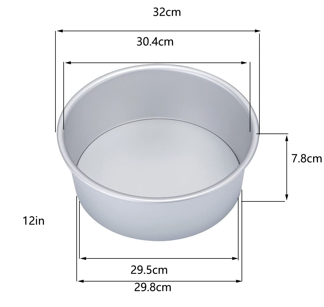 Set di stampi rotondi per torte in alluminio anodizzato, con fondo rimovibile a prova di perdite (12 in)