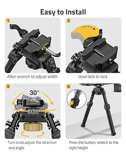 Snapklik.com : Bipod Tactical Rifle Bipod 360 Degrees Adjustable Quick ...