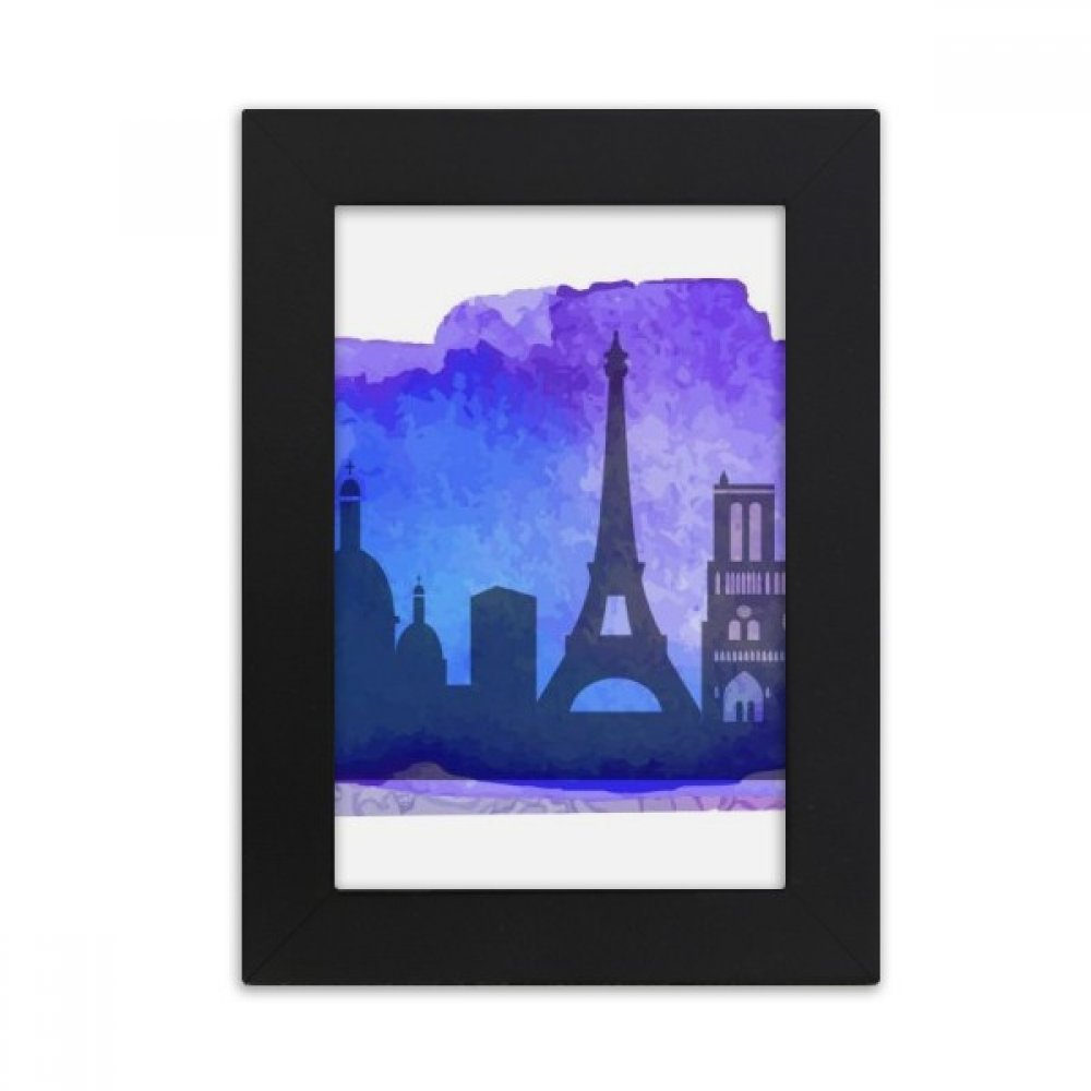 Cadre photo Tour Eiffel aquarelle bleu pour égayer un bureau triste