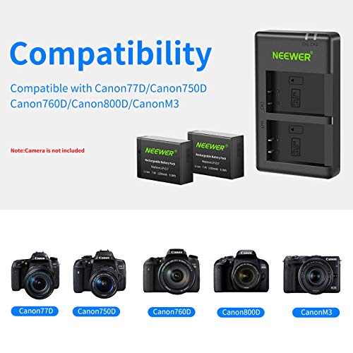 Cargador doble USB y dos baterías LP-E17 con puerto de carga tipo C 2