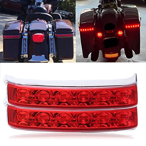 JMTBNO LED Motorcycle Saddlebag Brake Light Tail Light Running Lights Compatible with Harley Touring Electra Glide FLHTCU FLHTCUL FLHTK FLHTKL FLTRU FLHTKSE FLTRUSE (Chrome-Red) miniatura 2