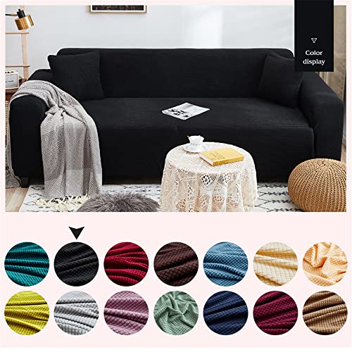 Housse de canapé extensible noire pour rénover un canapé usé - 8