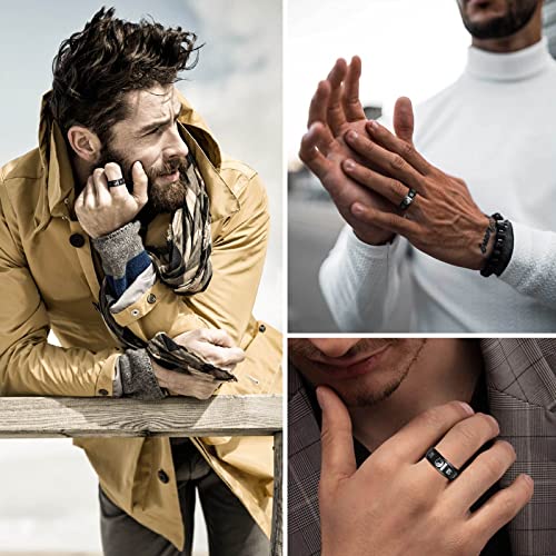 Hisatan Mens Tai Chi Yin Yang Bagua Balance Ring Stainless Steel Taoism Zen Spirit Talisman Spinner Band,Size 12