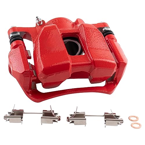 Image of TRQ Front Right Brake Caliper w /Bracket Performance Red Passenger Side | For 2013-2022 Honda Accord 2016-2022 HR-V