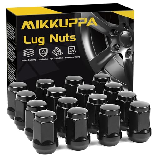 Image of MIKKUPPA M12x1.5 ATV Lug Nuts - 16pcs 12x1.5 Aftermarket Lug Nuts Black with 19mm Hex, Compatible with Polaris Ranger XP RZR 900 1000 General 1000 Pioneer 500 700 1000