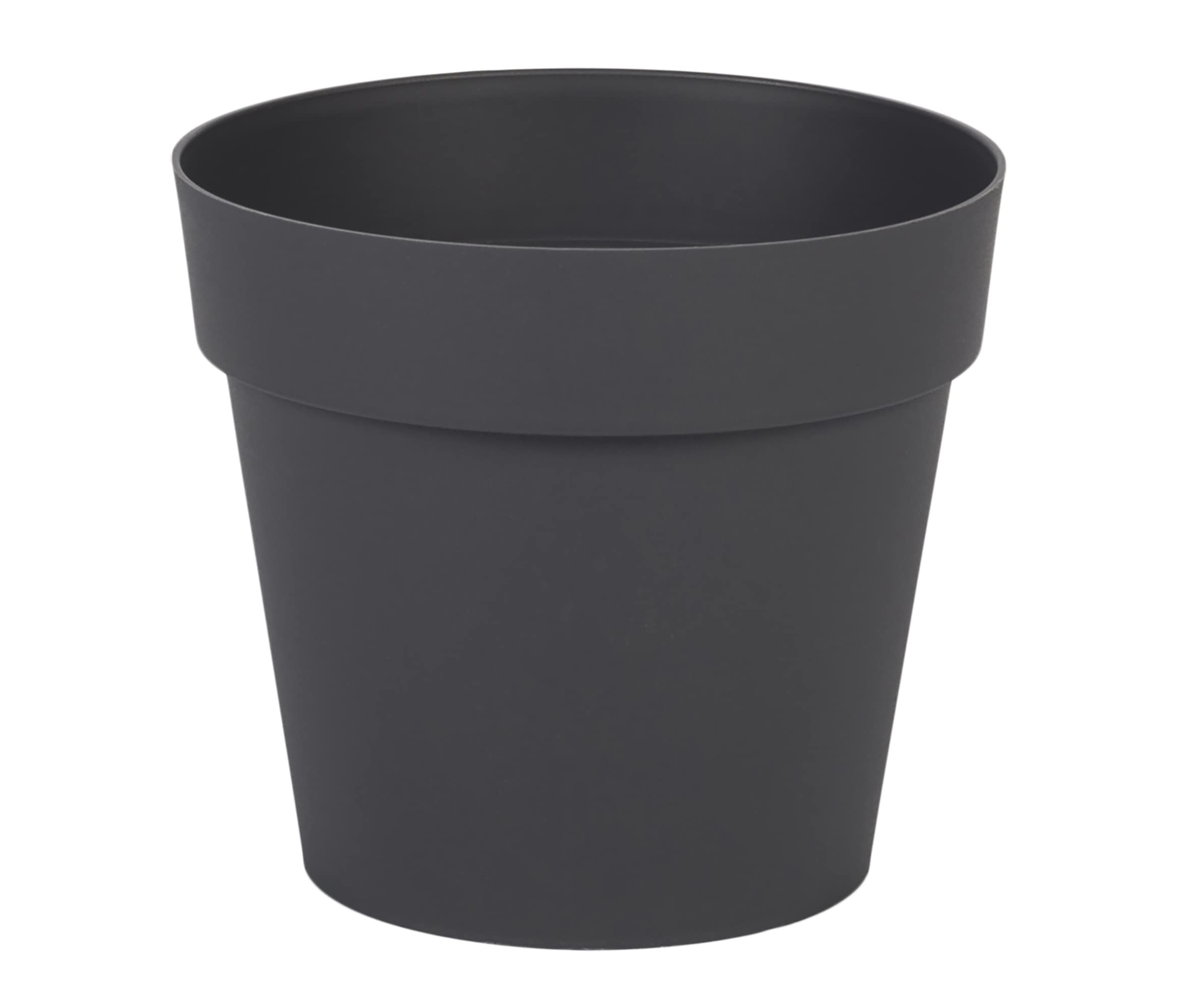 EDA - Round Tuscany Flower Pot, Diameter 15 cm - Volume 1.6 L - Diameter 15.3 x H 13.7 cm - Anthracite Grey