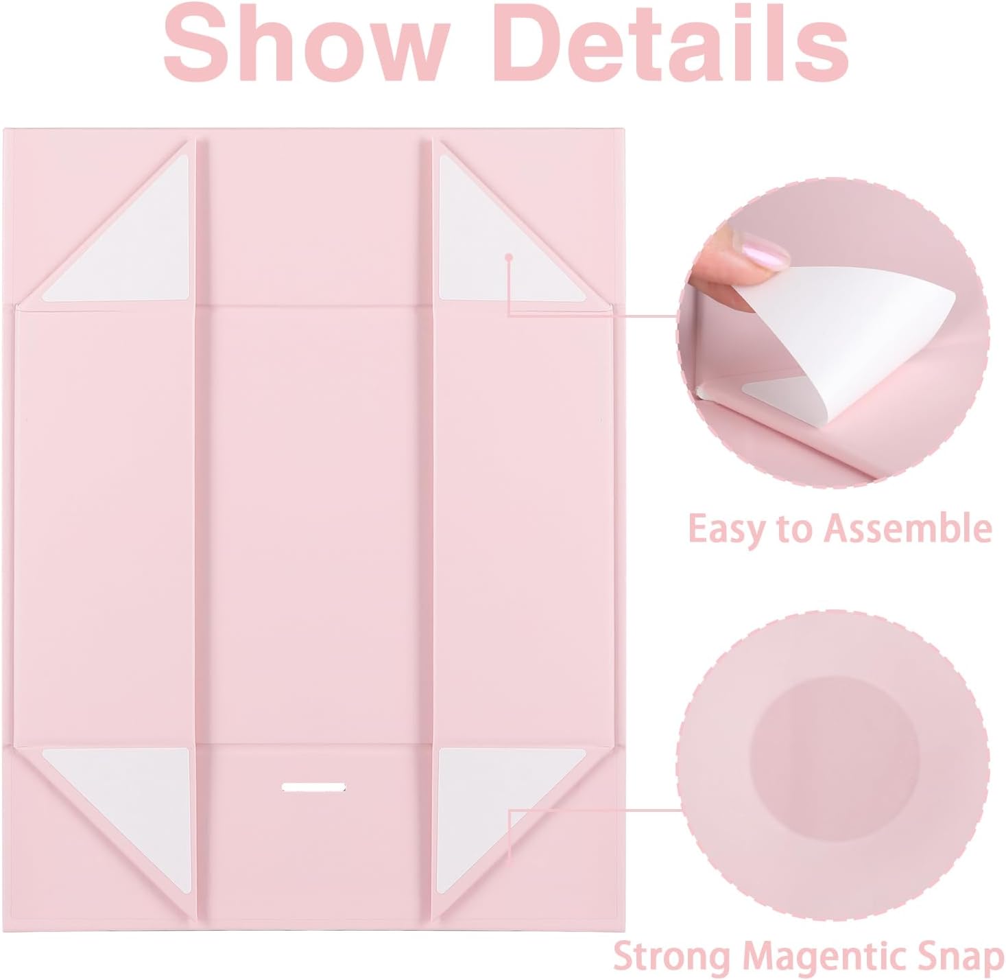 5 Pack Large Gift Boxes with Lids 13x9x4 Inches Magnetic Gift Boxes with Lid and Ribbon for Presents,for Christms,Mother's Day, Birthdays, Bridal Gifts,Weddings wraps gifts(Pink)