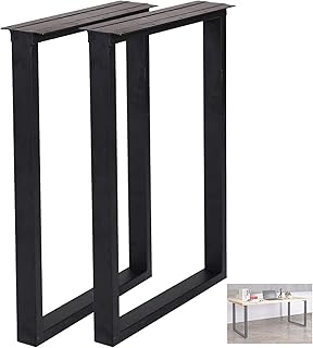 Square Table Legs, 2 Pack Industrial Rustic Furniture Legs, Heavy Duty Metal Cast Iron Desk Legs Dining Table Legs, DIY Brackets Industrial Black Desk Legs Bench Legs(Size:72.5H x 55W cm)