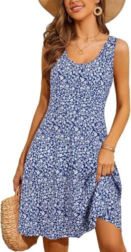 STYLEWORD Women's 2026 Summer Dress Casual Sleeveless Scoop Neck A-Line Tank Midi Sundress