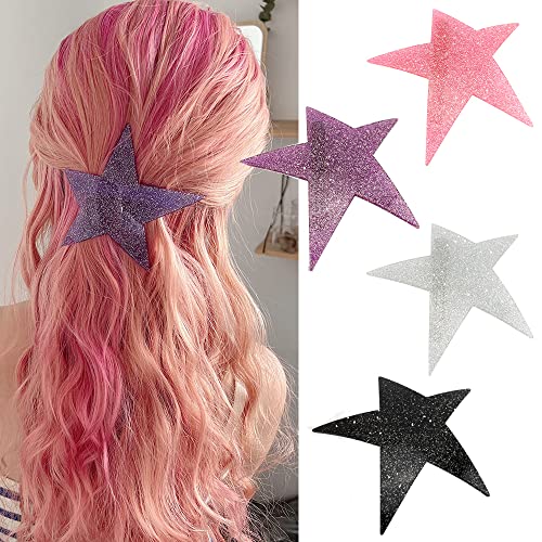 Ahoney 4Pcs Star Hair Clips Hairpins Y2K Accosseries, 4.1" Cute Hair Clips Star Snap Clips Hair Barrettes Headpieces Hair Accessories Decoration Hair Stylish For Women Girls #TOP16