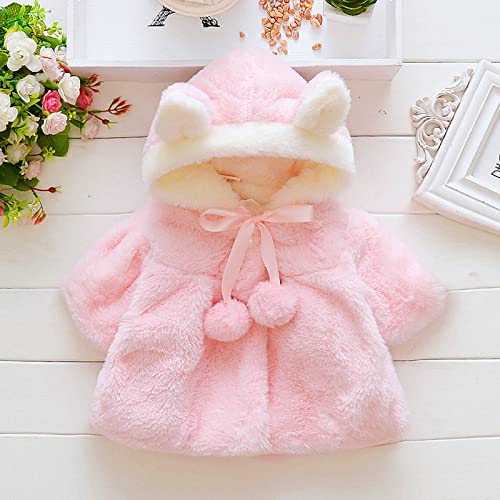 Toddler Girls Fleece Hooded Jacket Long Sleeve Bowknot Bunny Cloak Coat Winter Cute Thick Button Outwear2