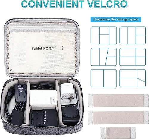 Anayo Electronics Accessories Organizer Bag Gadget Pouch Waterproof Travel Case for Cables, Charger, Power Bank, Memory Card, USB Drive, Mobile, Tablet, Camera, HDD, SSD - Double Layer (Grey) 4 51dgGjFOAwL