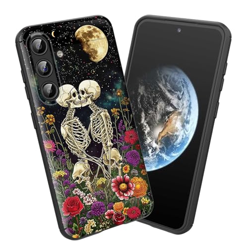 smauncucn for Galaxy S25 FE Case,Soft TPU Slim Fashion Anti-Fingerprint Non-Slip Protective Phone Case Cover for Samsung Galaxy S25 FE 6.7 inch 2025,Skeleton Floral