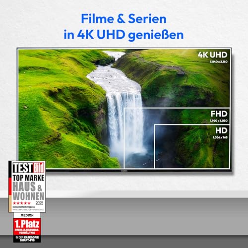 MEDION 108 cm (43 Zoll) Ultra HD Fernseher (Smart-TV, HDR10, VIDAA Store, Prime Video, Disney+, DAZN, Paramount+, HbbTV, PVR, Bluetooth, MD 843200) – Bild 3