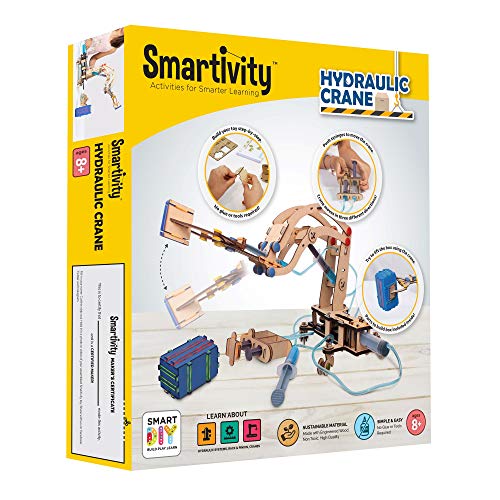 Smartivity Hydraulic Crane 3D Wooden Model Engineering STEM Building Set for Kids Ages 8 and Up
