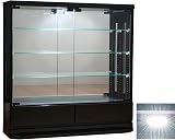 ジェシーBタイプ コレクションケース薄型 LEDダウンライト付き 引き出し付き 幅80cm ロータイプ 完成品 コレクションボード ガラスショーケース 開き戸 ショーケース 什器 キュリオケース フィギュアケース コレクションラック ...