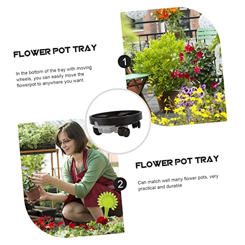 Yardwe 2 Pcs Roll Flower Pot Tray Shelf Braces Metal Wheelbarrow Resin Planter Potted Plant Stand With Planter Caddies Acrylic Plant Roller Potted Plant Base Tray Flowerpot Base Tray Cart #TOP7