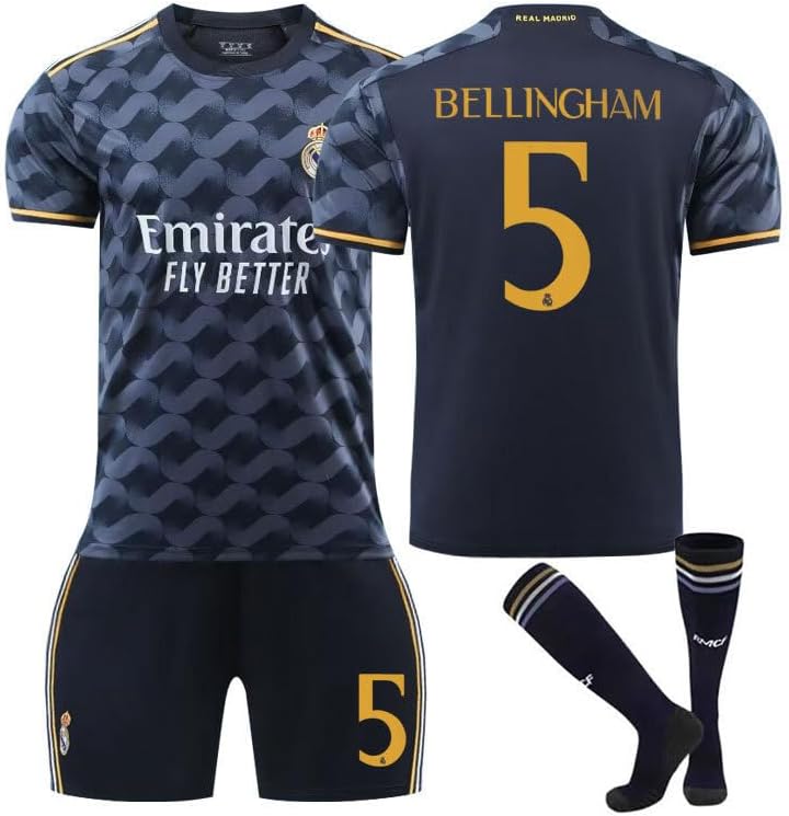 Gruattreay 2023/24 Season Madrid Away Football Kits BELLINGHAM #5 Fans Football Jersey/Shorts Socks Gift Set Youth Sizes and Adult Size (26)