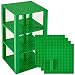 Classic Baseplates 6" x 6" Brik Tower by Strictly Briks | 100% Compatible with All Major Brands | Building Bricks for Towers, Shelves and More | 4 Green Baseplates & 30 Green Stackers - Build Higher!
