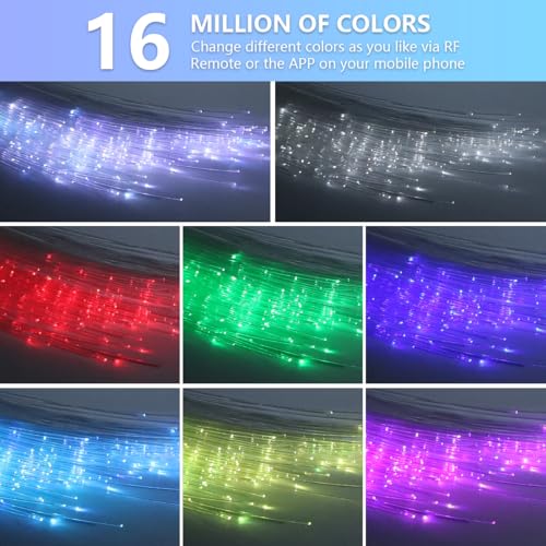 Image of 16W Car Home Starlight Headliner Kit, Twinkle & Sound Activate RGBW Fiber Optic Lights with APP & Remote Control, Star Lights for Ceiling Decoration, 550 pcs 13.1ft