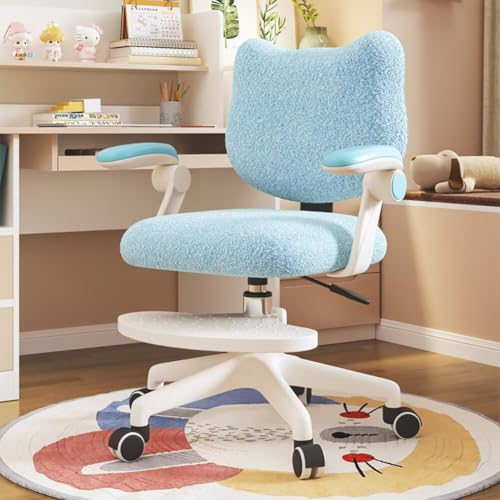 学習椅子 勉強椅子 学習チェア デスクチェア（書桌椅） 子供 小学生 中学生 高中生 高さ調節（座面 40-50cm） 足置き付き（20-25cm 調節） SGS 認証防爆ガススプリング PU 静音キャスター 高反発スポンジ座面 アームレスト収納式 勉強机に適合