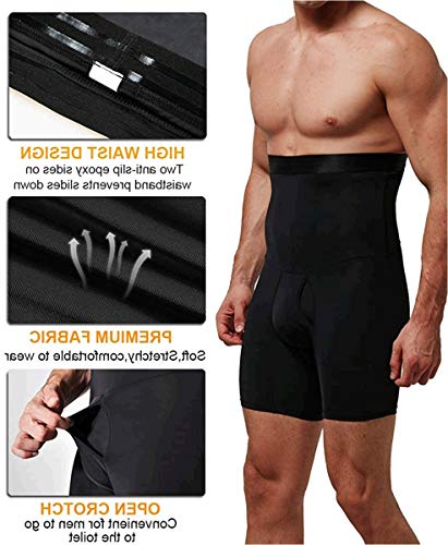 Quafort Men Tummy Control Shorts High Waist Slimming Shapewear Body Shaper Leg Underwear Briefs Black thumb #3